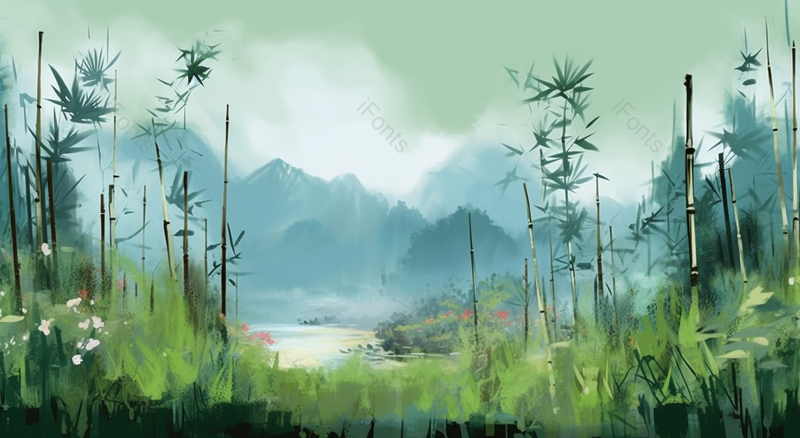 绿色复古抽象竹林背景插画,插画/手绘图,插画/手绘图库,插画/手绘图下载,插画/手绘